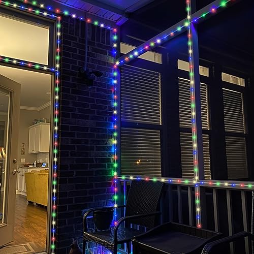 Miniatura 7 de YEGUO Cadena de luces solares LED impermeables para exteriores, 2 paquetes de luces LED de 33pies cada uno con cadena de 100 luces LED para