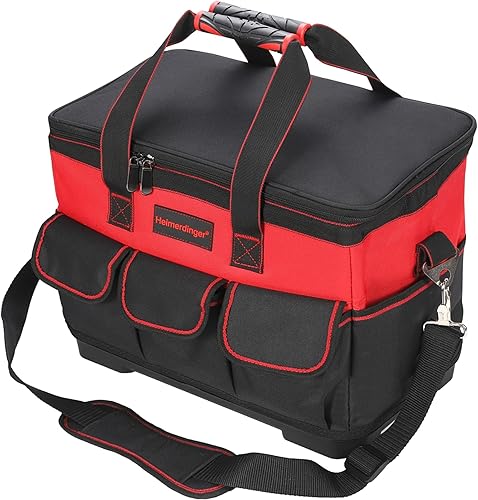 Bolsa de herramientas de 17 pulgadas con correa de hombro ajustable, bolsas de herramientas de boca ancha, organizador de bolsas de herramientas