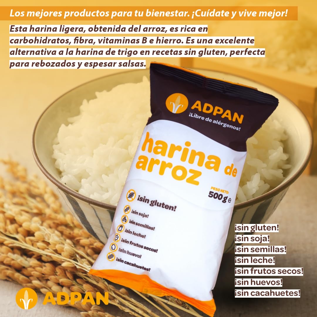 Harina de Arroz Sin Gluten 500 g Vegana para Rebozados y Salsas