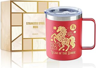 Onebttl Chinese New Year Tumbler Gifts - 12oz/350ml Double Wall Vacuum Insulated Stainless Steel Mug with Lid - Year of The Horse 2026