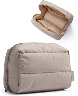 BAGSMART化粧ポーチメイクポーチ、女性用ふんわりポーチ、自宅、旅行、日常の外出にぴったり、ブラウン