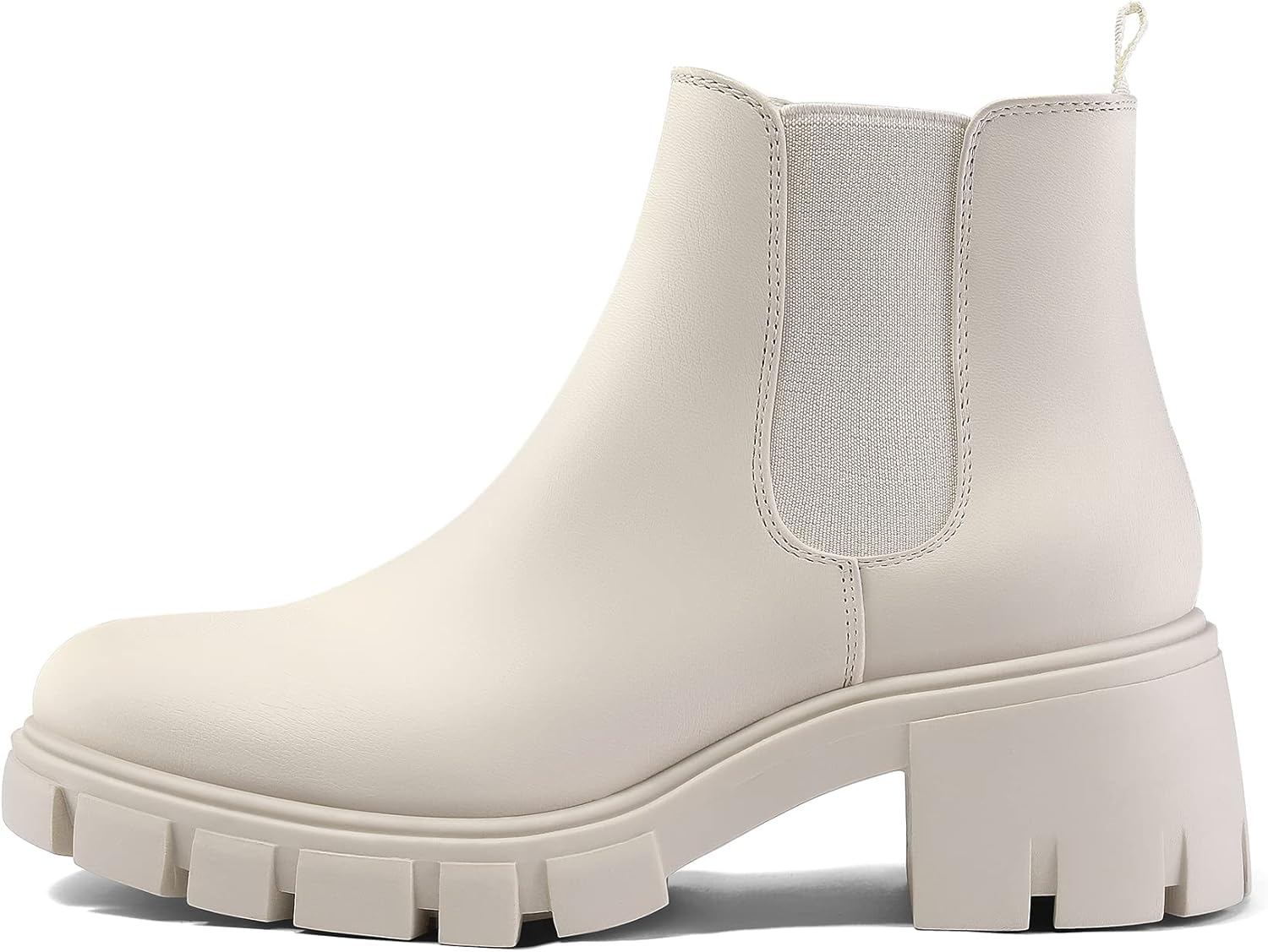 mysoft Women's Platform Chelsea Boots Lug Sole Slip On Chunky Block Heel Ankle Booties - Image 4