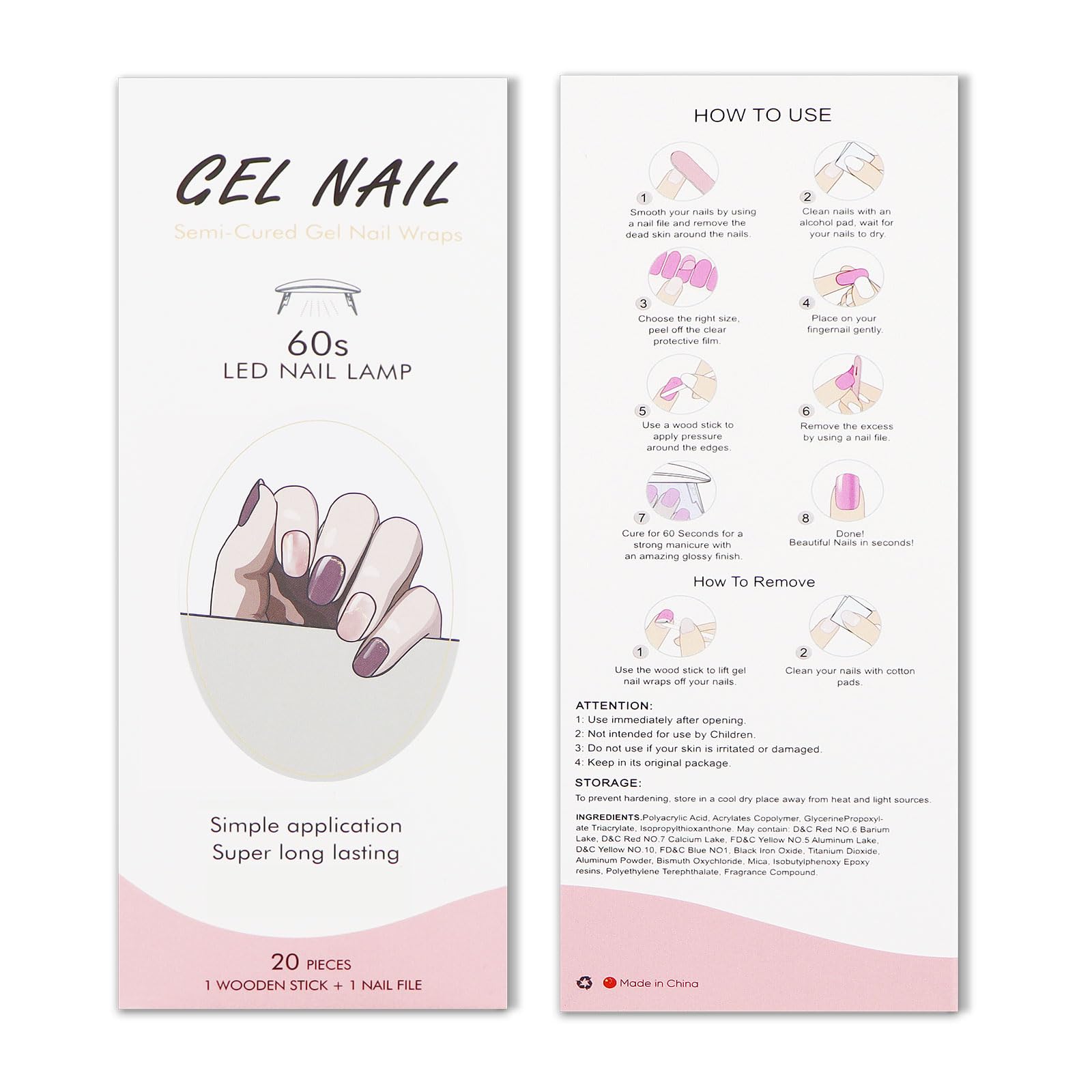 JMEOWIO Gel Nail Stickers Red French Tip Semi Cured Gel Nail Strips Wraps UV/LED Nails Art Design Decoration Accessories - Image 4