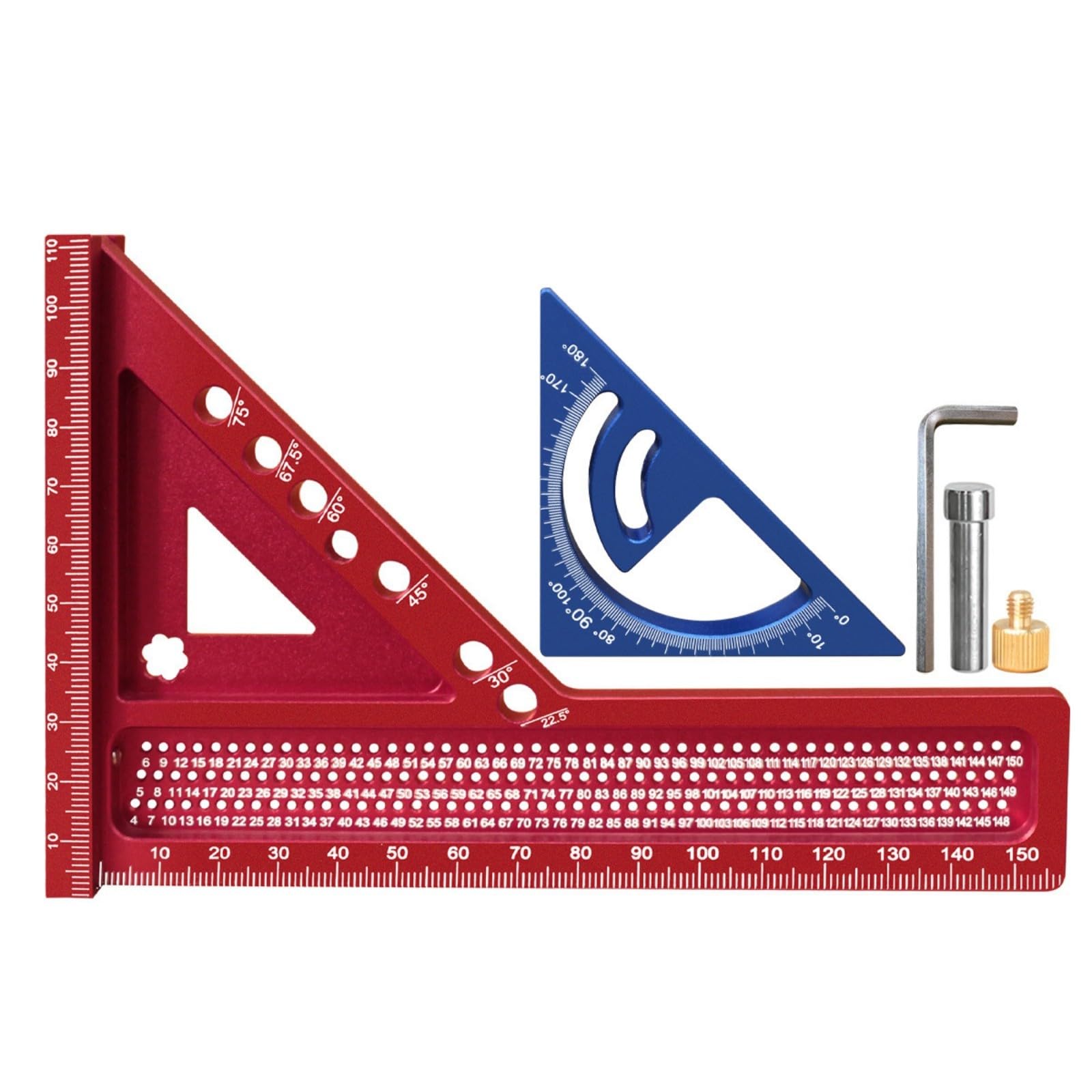 Calibrated Aluminum Measuring Ruler MultiAngle Measuring Ruler for Accurate Wood Metal Materials Marking Tasks Combination Triangle