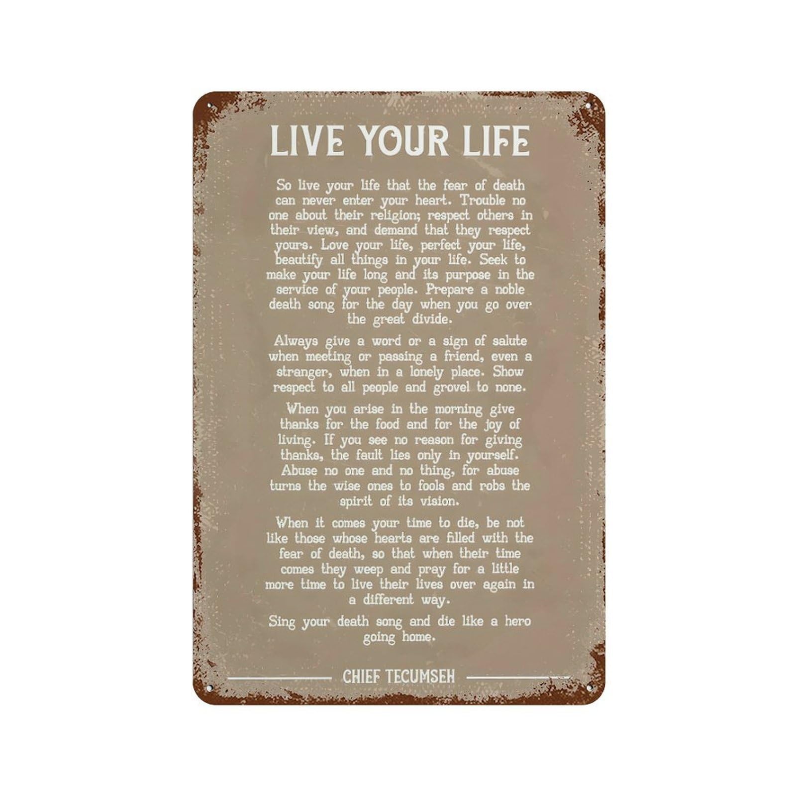 xiaoxiaoshen Live Your Life Poetry By Chief Wall Decor Art Metal Tin Poster Modern Home Decor Art Home Bar Shop Decorations Vintage Sign 30x20cm