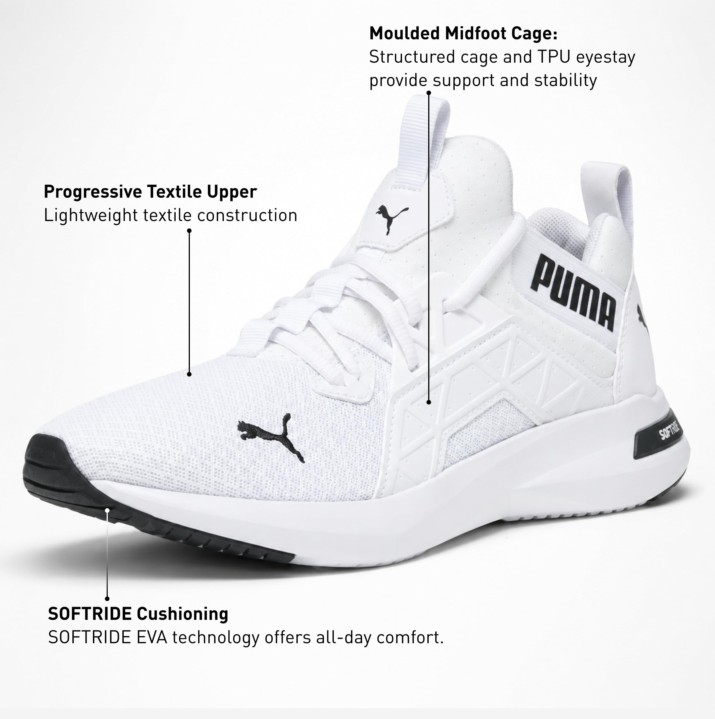 Buty Sportowe, PUMA Softride Enzo NXT, Białe, Oddychająca Mesh, Model 195234 10, Lekkie Sneakersy