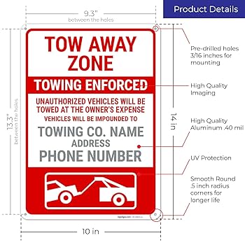 USA TOW AWAY ZONE看板 Tow Away Zone Traffic Sign FRP142