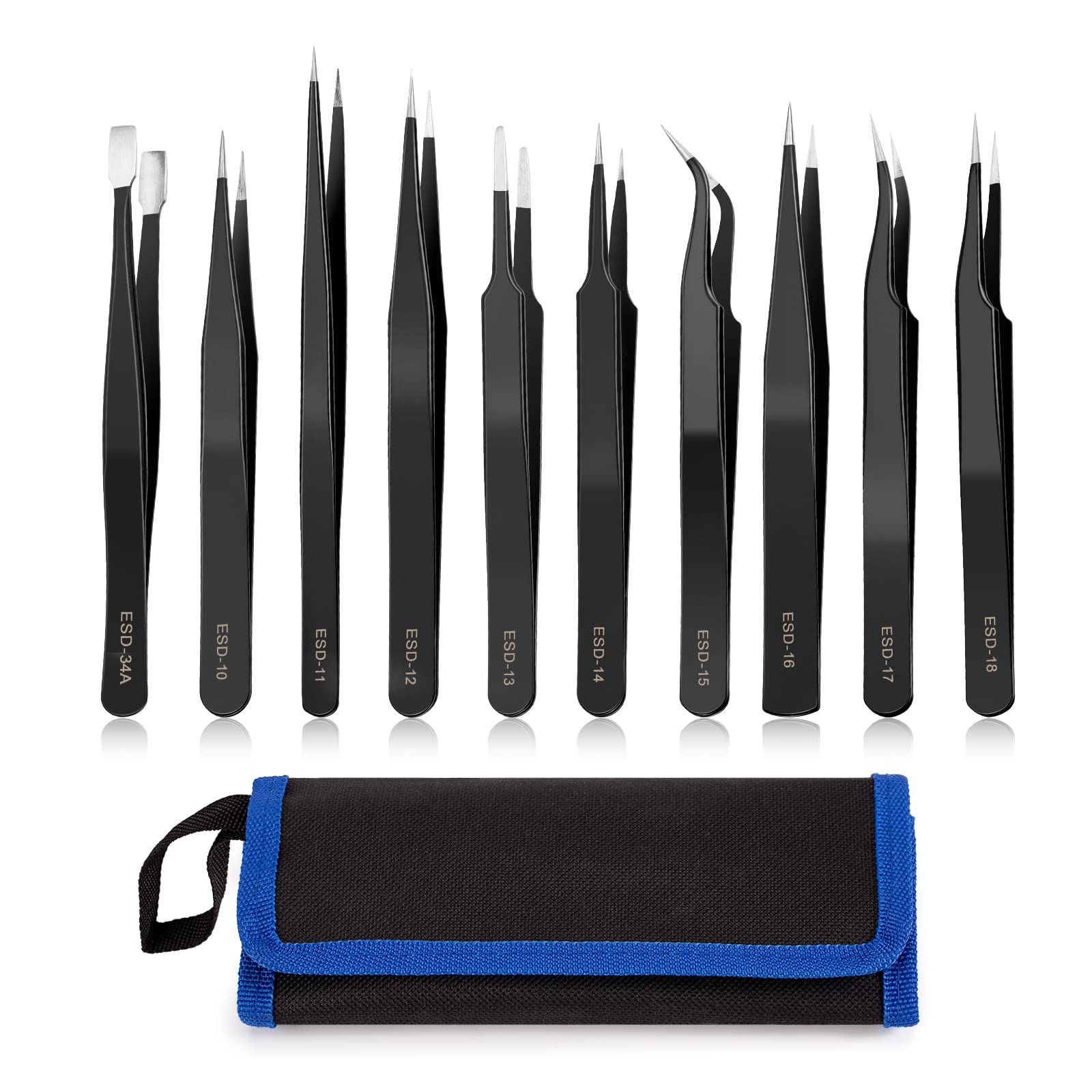 Set 9 Pinzette Di Precisione In Acciaio Inox - Per Elettronica E Hobby - Foto 10