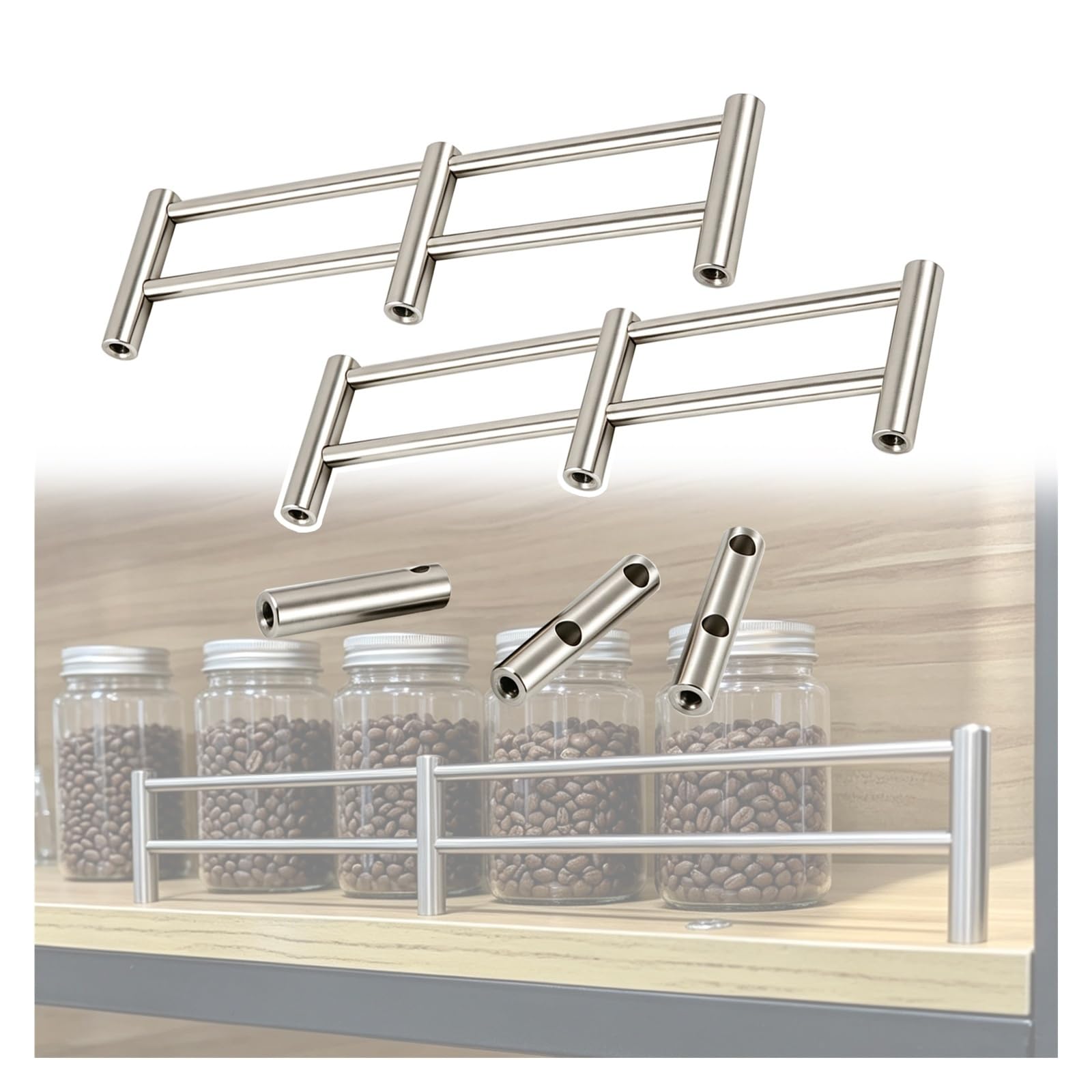 Shelf Rail Brackets, Decorative 6mm Gallery Railing Posts, for Cabinets Kitchen Storage, Display Shelf Guards(L-27.6in/70CM)