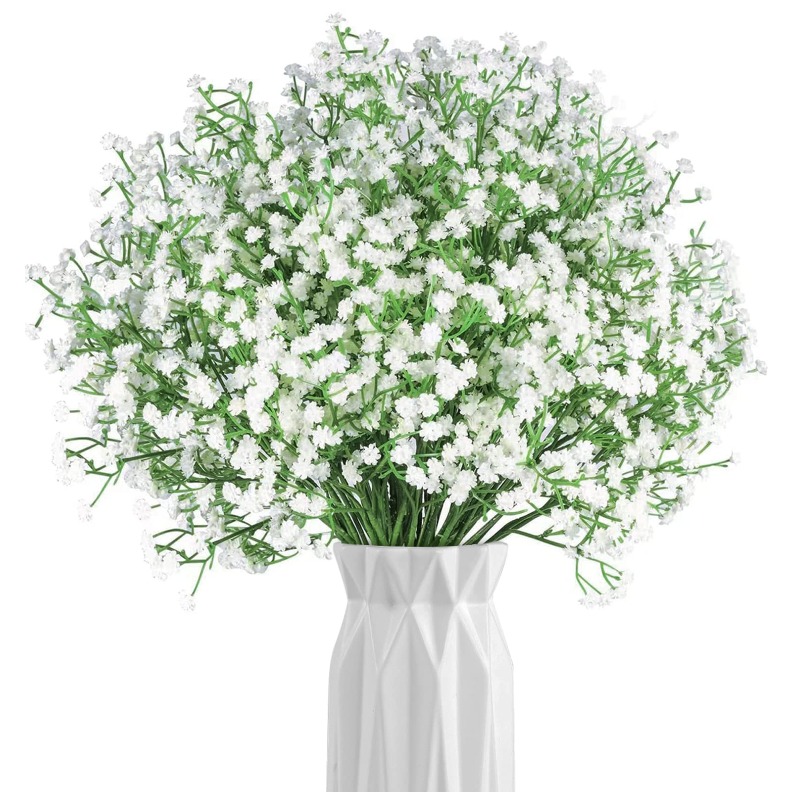 Garlag10 Pack Artificial Flowers Babies Breath Gypsophila Flowers, Fake Flowers for Home Decor Wedding Party Office Decoration, DIY Wreath, Flower Arrangement (White)