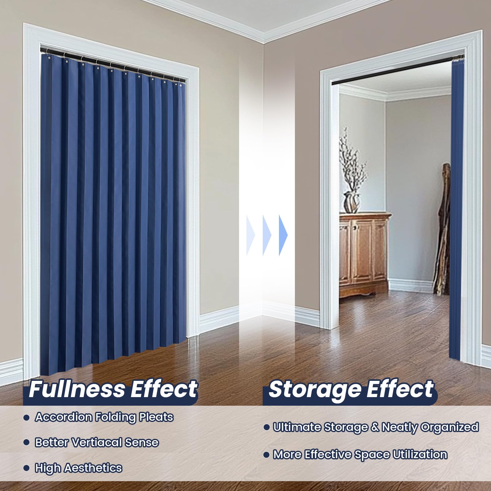Amazon｜LumiLoom アコーディオンスタイルドアカーテン、オープン