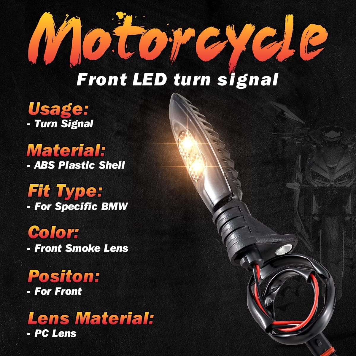 TUINCYN Motorcycle Turn Signal Light Front Blinkers Indicators Compatible With F650GS F700GS F800G F800R F800S F800ST HP2 Sport K1200R K1300R R1200GS R1200R G310GS G310R Amber(2 Pack)