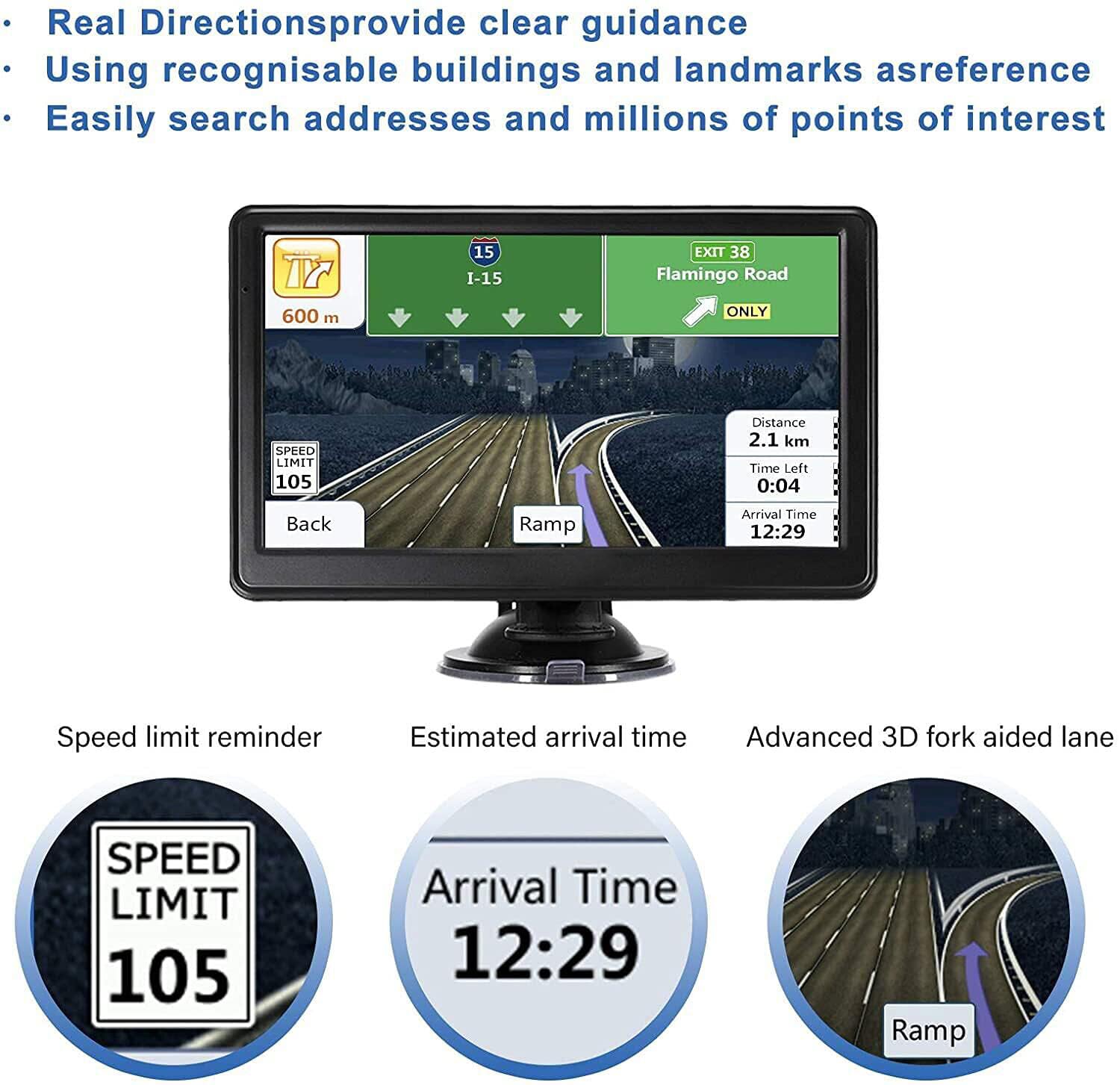 MekedeTech GPS Navigation für PKW LKW Neueste 2024 Karte 7 Zoll Touchscreen 16G 256M Navigationssystem mit Sprachführung und Blitzerwarnung - Lebenslanges kostenloses Kartenupdate
