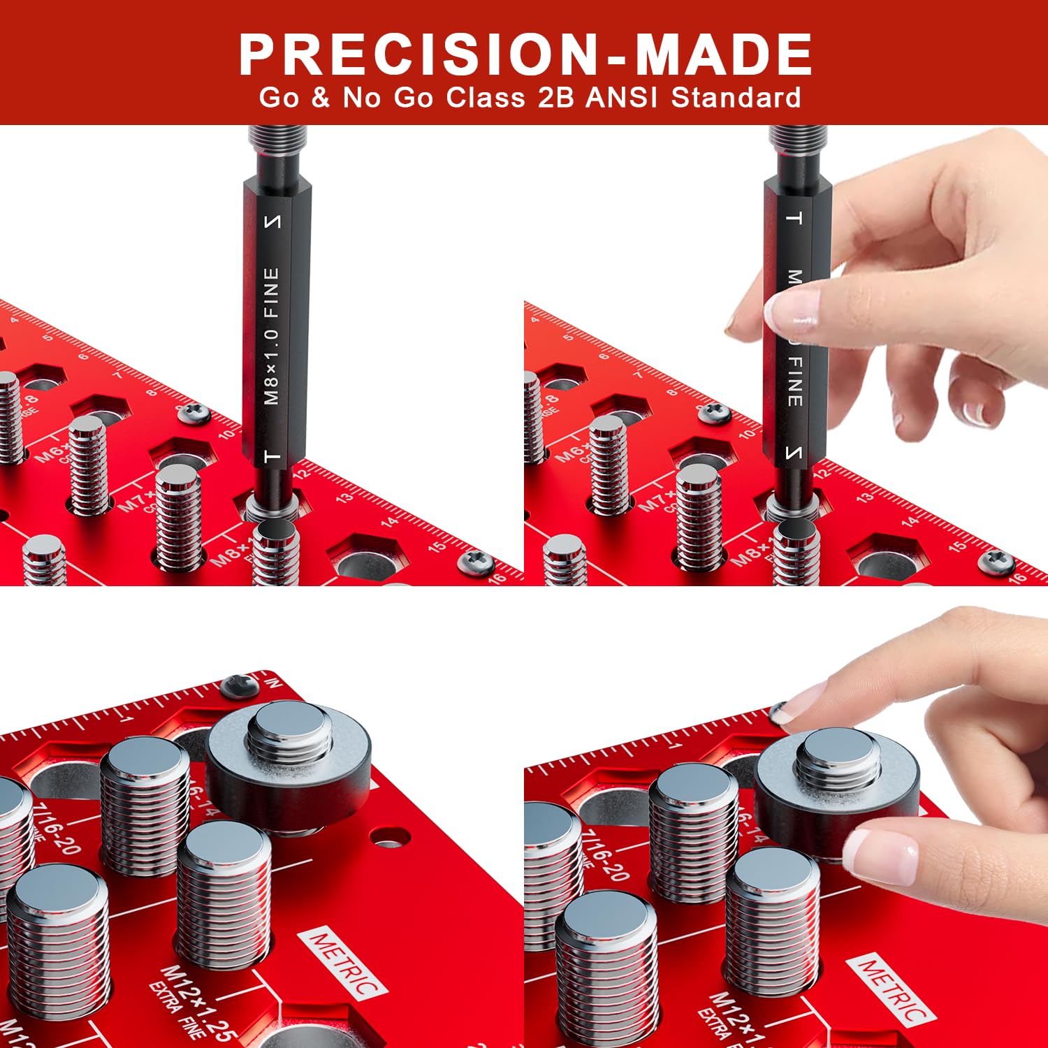 KNFFSAAJL Nut And Bolt Thread Checker Set Carbon Steel Thread