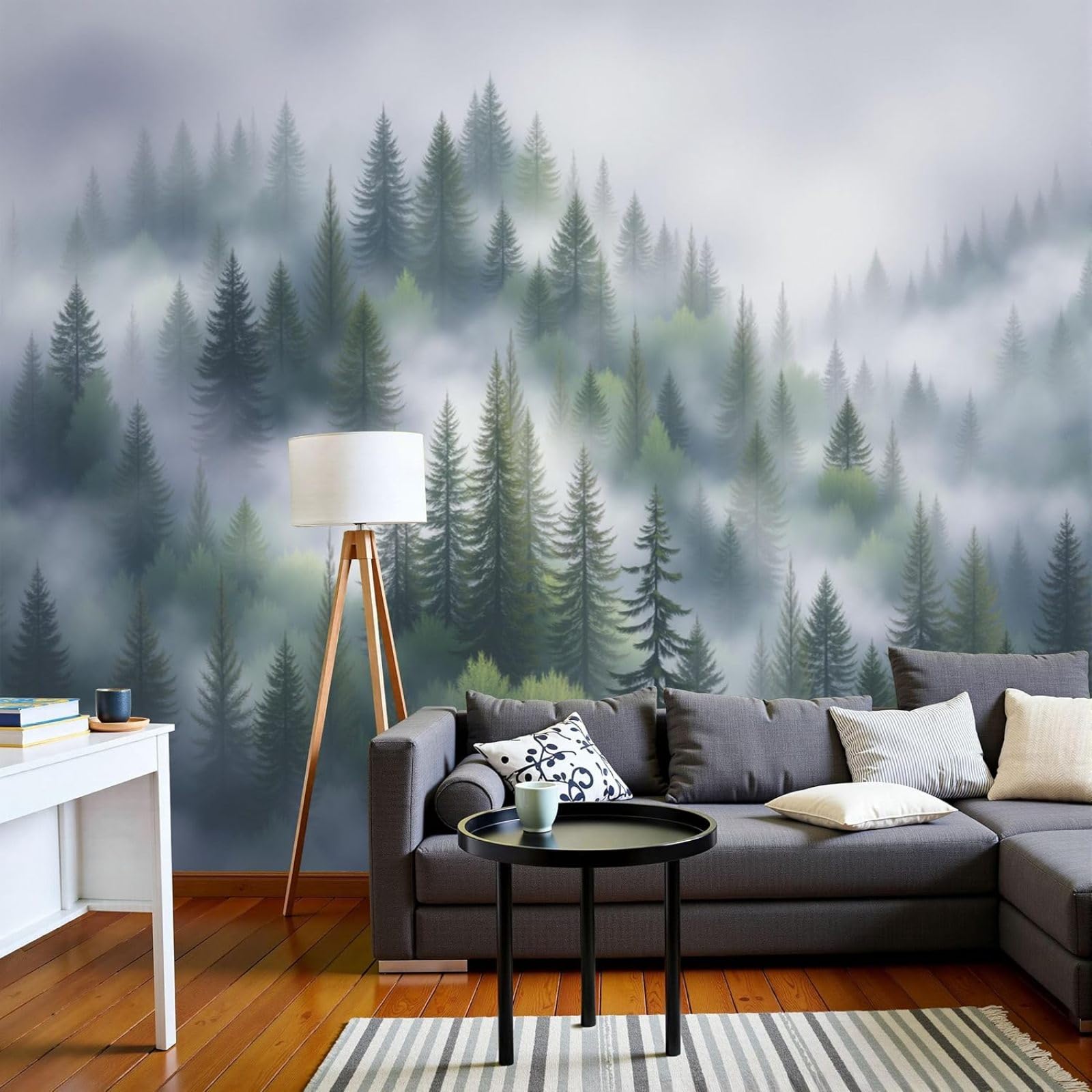 kfjhgbdshhj Photo Wallpaper, Natural Landscape Non-Woven Mist Pine Forest XXL Modern Green Decoration Wall Picture for Living Room Bedroom,200cmx140cm Stickers - Frameless Painting - Poster