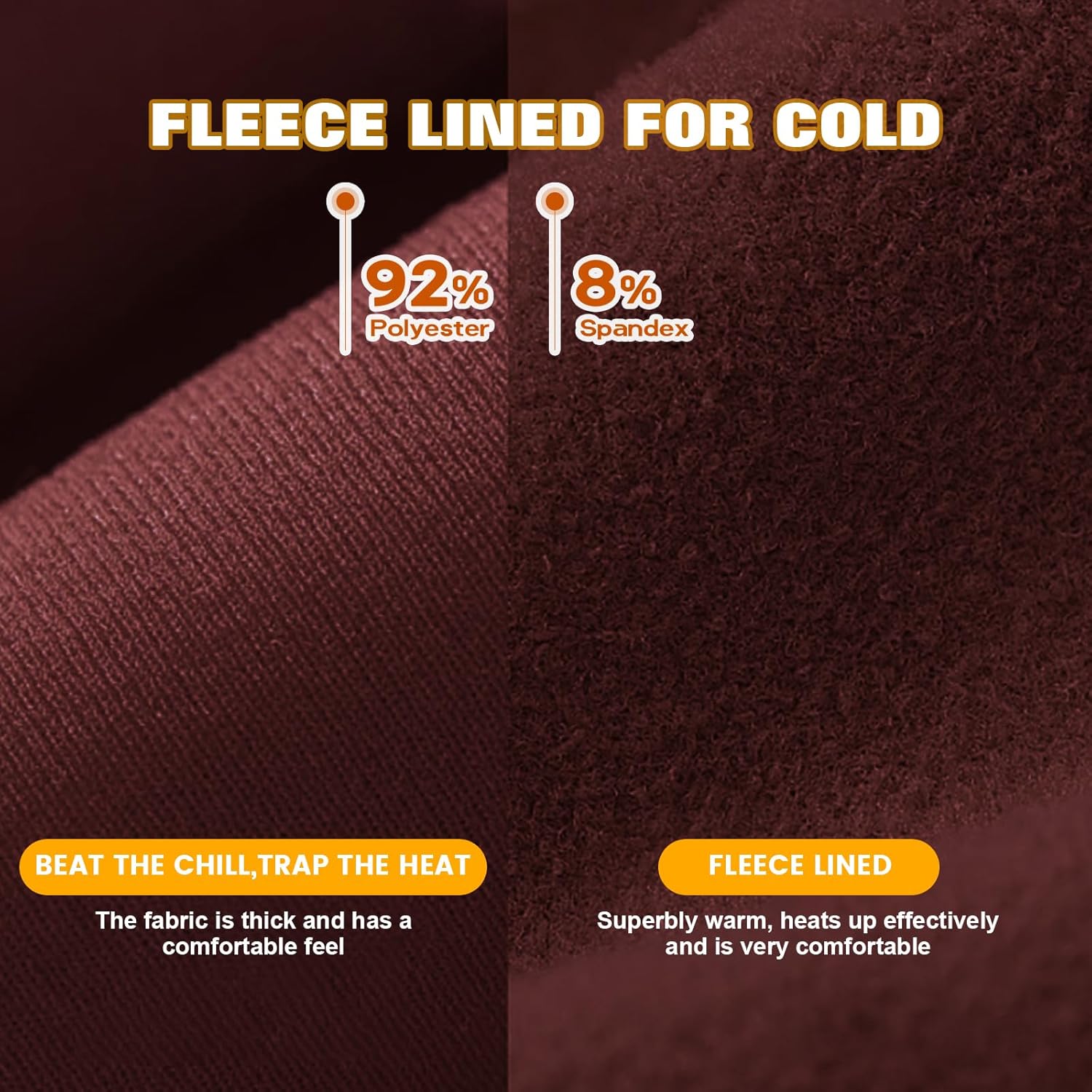 yeuG Fleece Lined Leggings for Women Thermal High Waisted Tummy Control Seamless Workout Yoga Pants - Image 3