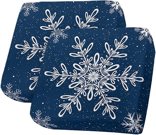 Miniatura 1 de Fundas de cojín para sofá con diseño de copo de nieve blanco, lavables, para invierno, Navidad, vacaciones, color azul, extraíble, elásticas, para