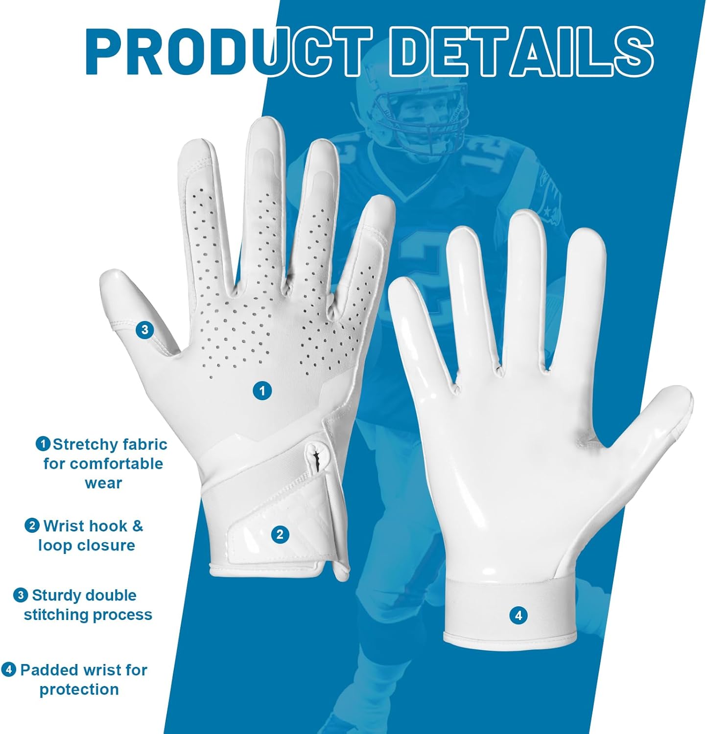 RIGWARL Pro Football Gloves Bundle: Perforated Football Gloves + Grip-Enhanced Receiver Glove