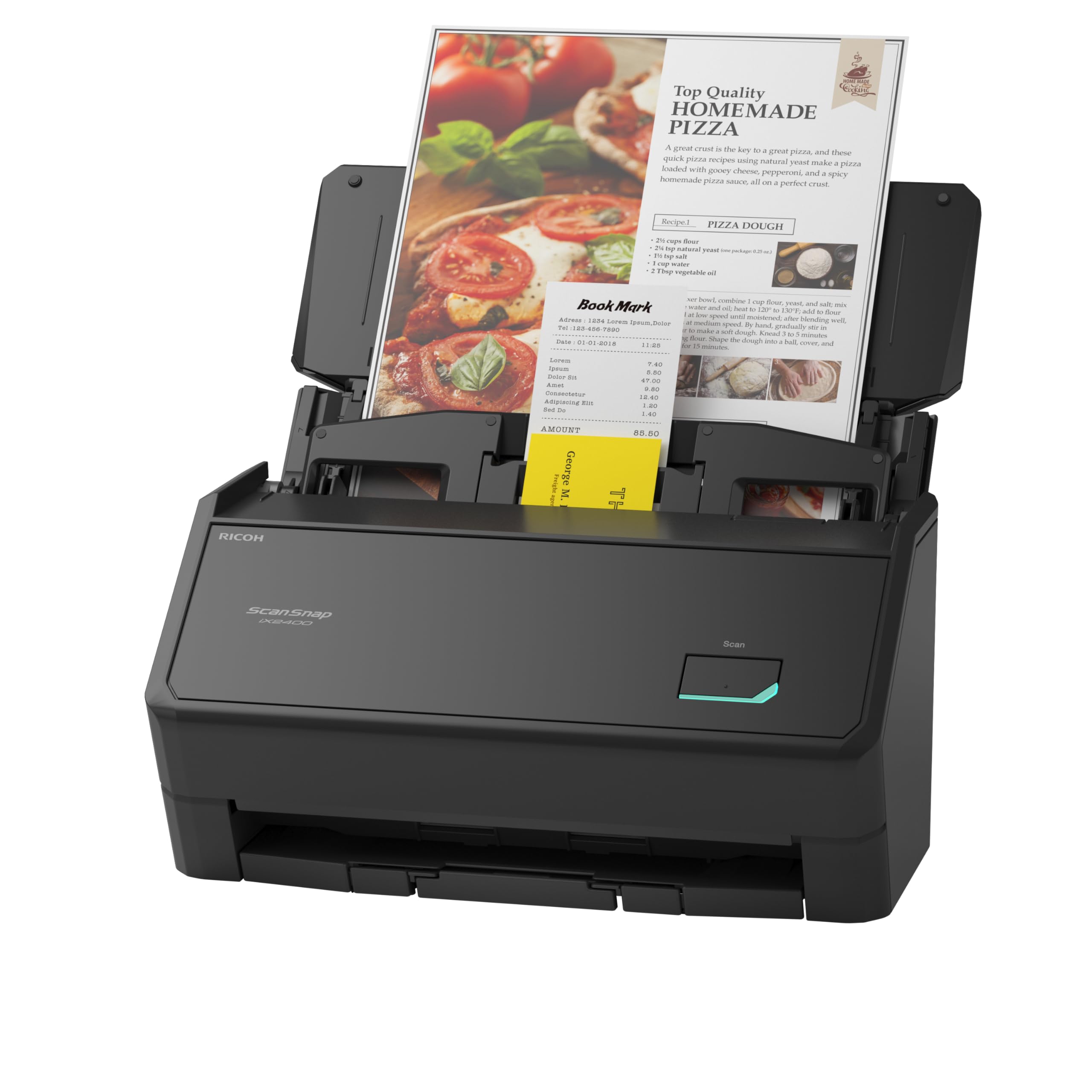 Ricoh ScanSnap iX2400 Dokumentenscanner A4 Duplex Touch-Screen USB3.2 Desktop-Scanner (45 S/min / 90 B/min) mit ADF Schwarz