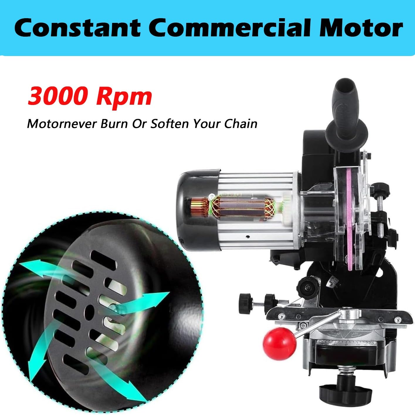 Kit de afilador de motosierra, pulidora portátil de 230 W con ángulo ajustable, motor de 3000 rpm y ángulo ajustable de 0 a 35°, alta estabilidad y precisión, ideal para profesionales