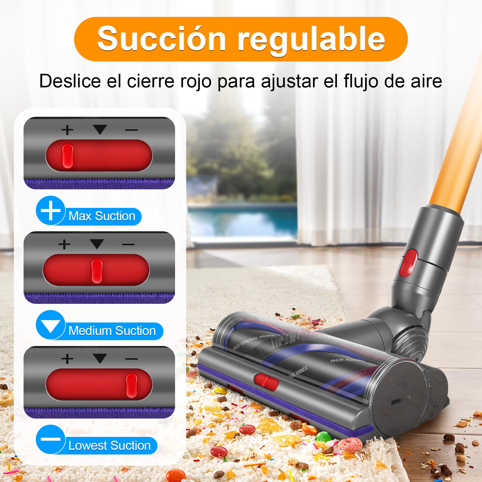 V11 V8 Cepillo High Torque para V11 V8 V15 V10 V7 Cepillo Cabezal | Motorizado Cepillo para Recambio Repuestos Suelos Alfombras y Suelos Duros Ajuste del Flujo de Aire