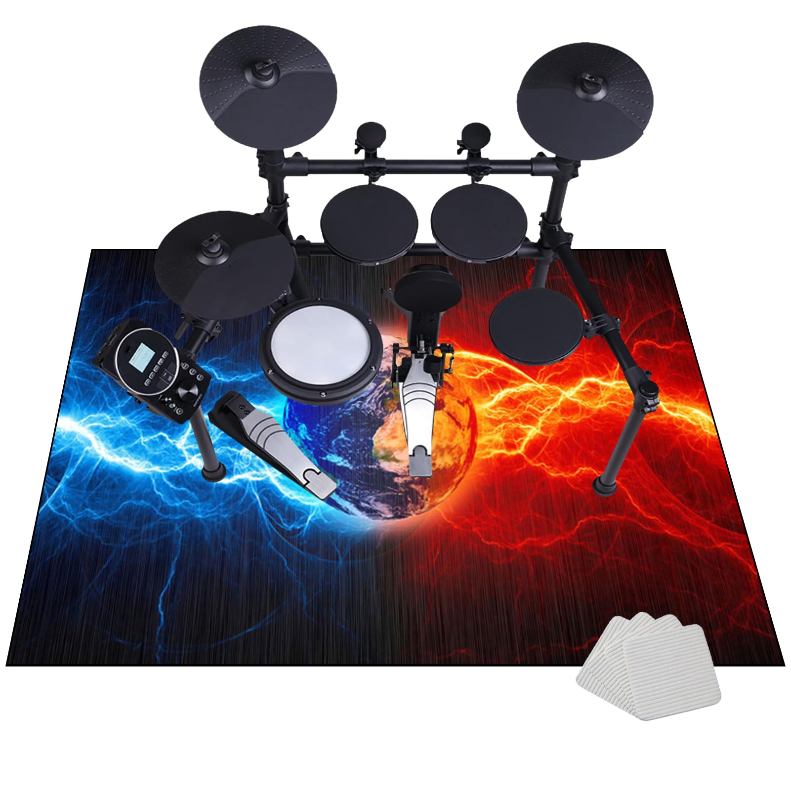 Tappetino Insonorizzato, Tappeto per Batteria 120 x 80 cm, Drum Carpet per Batteria Elettronica, Assorbimento degli Urti Antiscivolo Pad, Drum Tappeto, Insonorizzato Tappeto Batteria, Tappeto Drum