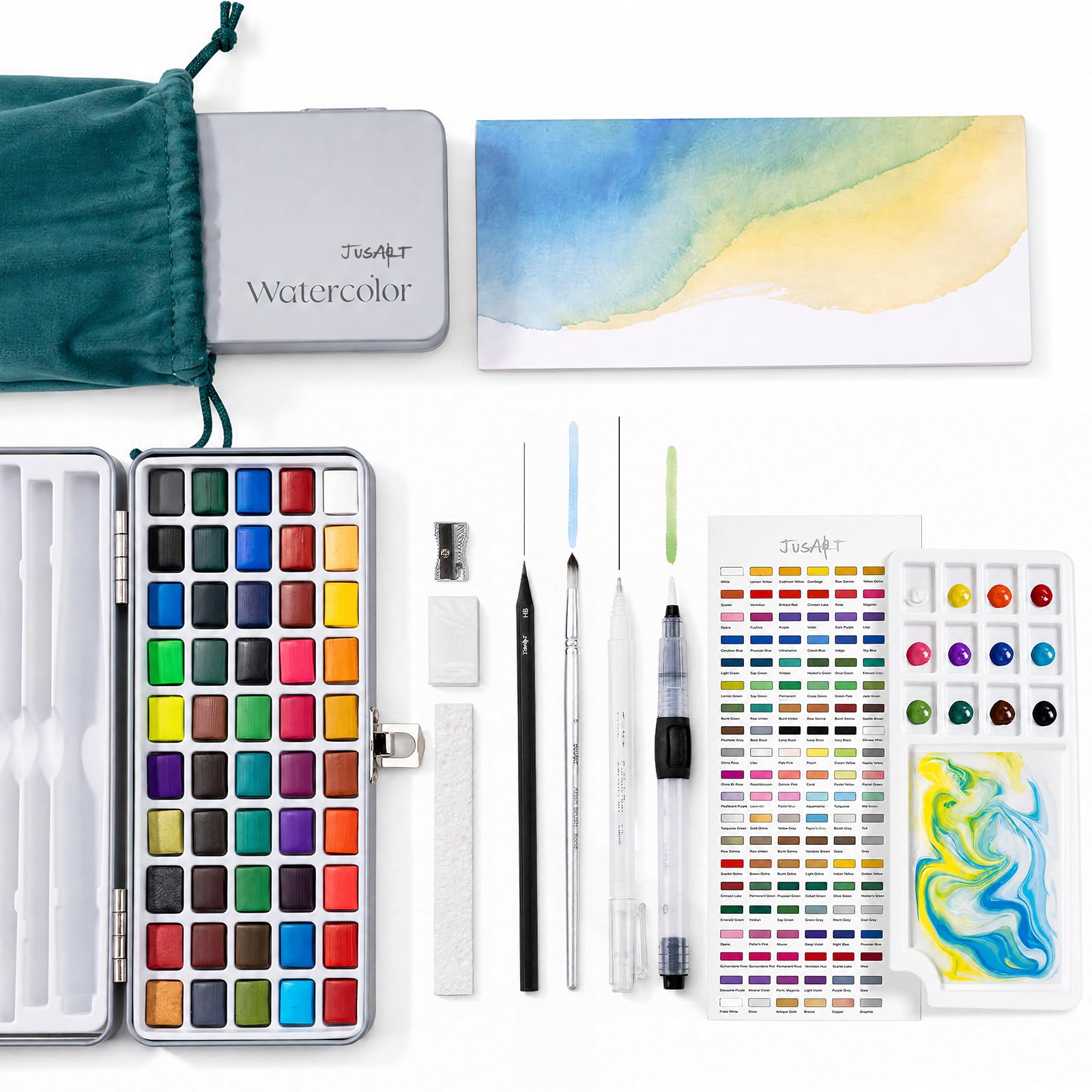50 Colors Watercolor Paint Set,Art Supplies Portable Paint Art Kit