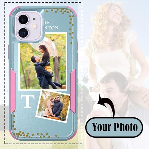 Vista 14 de Funda de fotos personalizada para Apple iPhone 11 Pro Max, patrón de collage a cuadros, personalizado para hacer imágenes en gruesa 3 híbrida Rosa