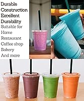 Vista 7 de 20 oz Clear Plastic Cups with Lids and STRAWS, Disposable Drinking Cups for Cold Drinks, Iced Coffee, Milkshakes, Smoothies, 25 Sets