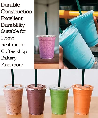 Miniatura 7 de Vasos de plástico transparente de 32 onzas con tapas y pajitas, vasos desechables para bebidas frías, café helado, batidos, batidos, 25 juegos