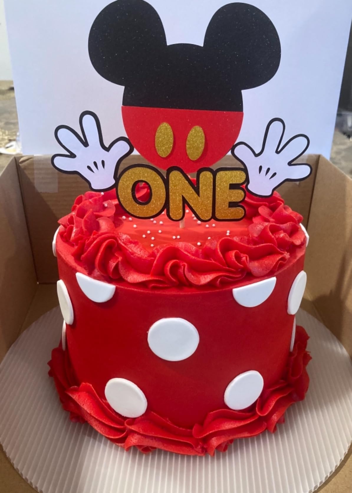 Mickey Mouse Cake Topper | Disney Themed | Personalized Name  Disney Vintage Baby First year old Custom Cake topper - Customize your name/num display picture 1