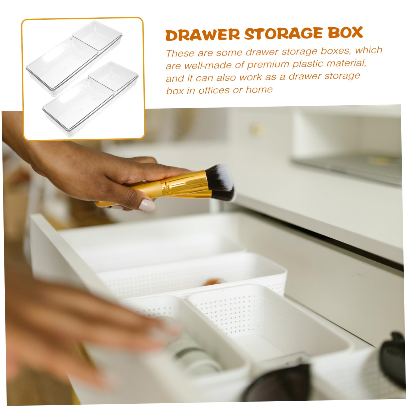 Contenitore Organizer da Cassetto 6 Pezzi Pet Trasparente Scomparti | Inserimento Interno Modulare, Design Semplice e Lineare, per Ordine su Scrivania e Cancelleria