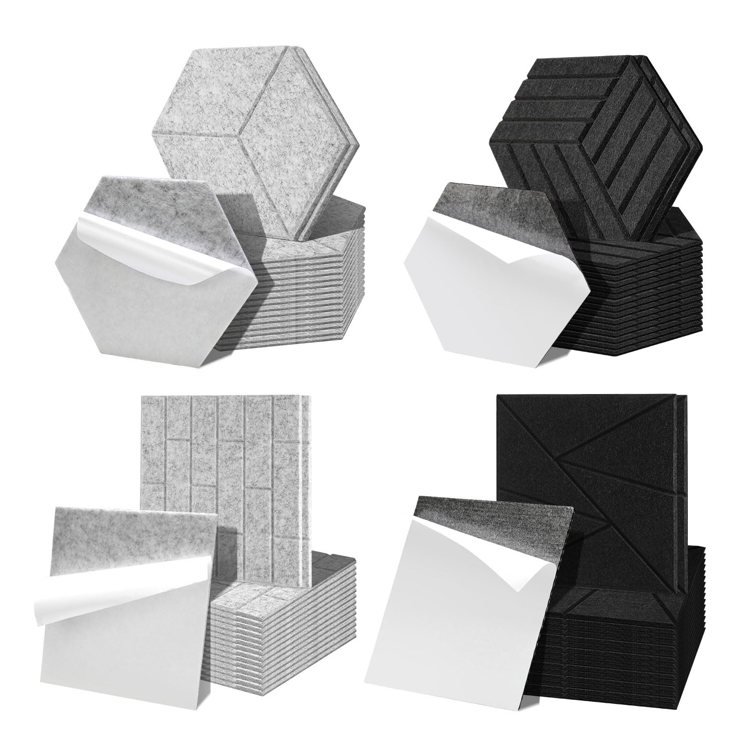 Fiqops 36er Hexagon Akustikpaneele Selbstklebend Akustikplatten Schwarz Hohe Dichte Schallabsorber Platzsparend für Wanddekoration und Schallschutz,Studio und Home Deko (30x26x0.9cm)