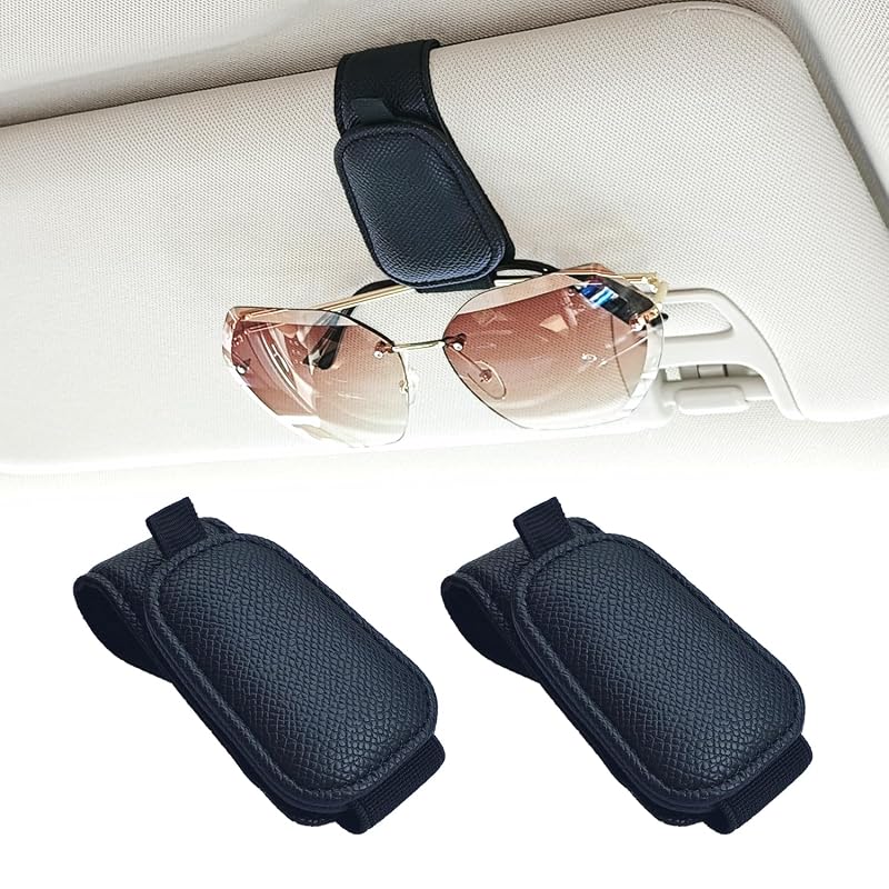 Yuoyar Porta-Óculos Magnético para Para-Sol de Carro Preto, 2 unidades