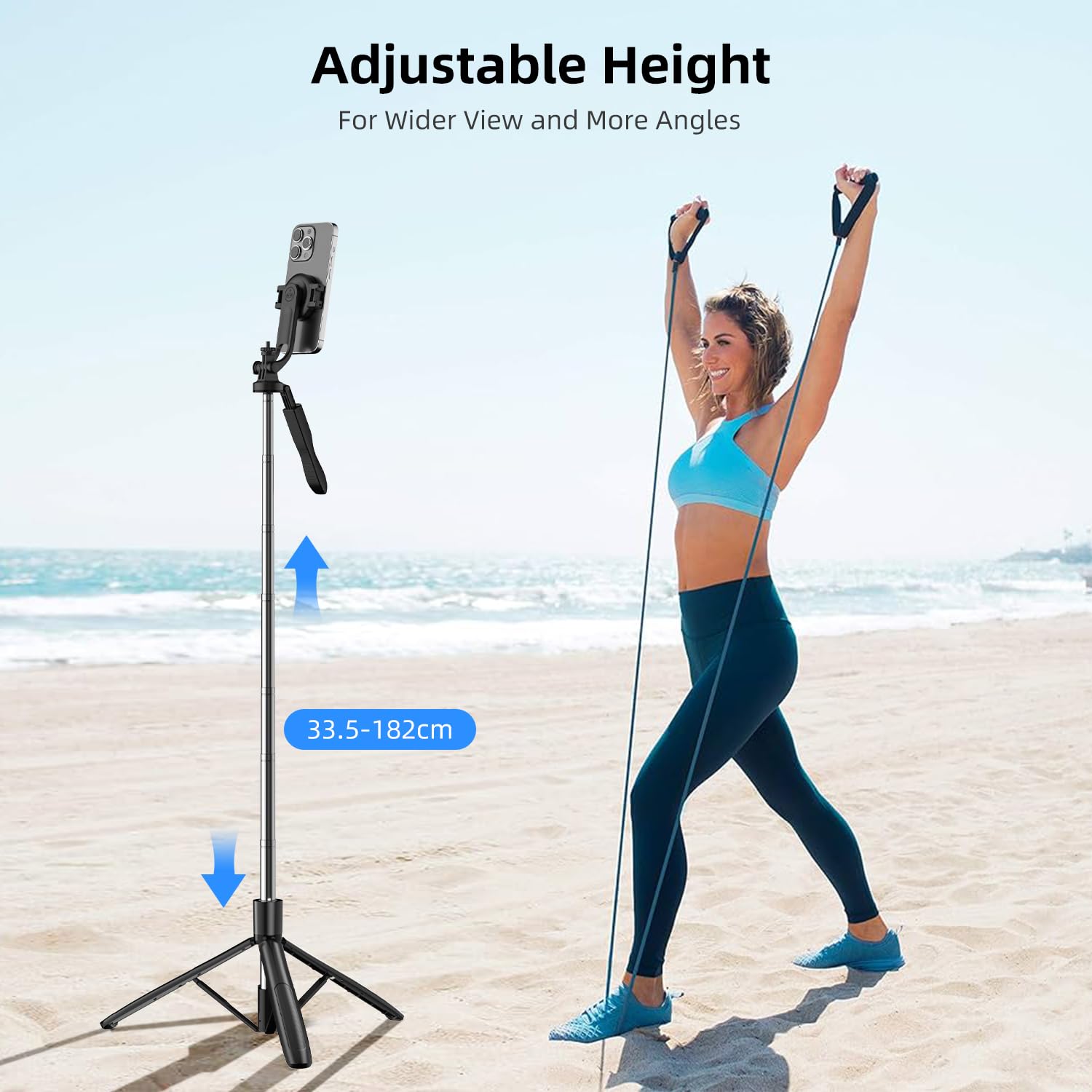 Celfiexpt 71" Magnetic Selfie Stick Tripod with 360° Rotating Anti-Shake Handle & 1/4" Screw for Camera 2 in 1 Multi-Function Long Stable Tripod Stand for Mobile Phone Video Vlogging Travel — Amazon image 3