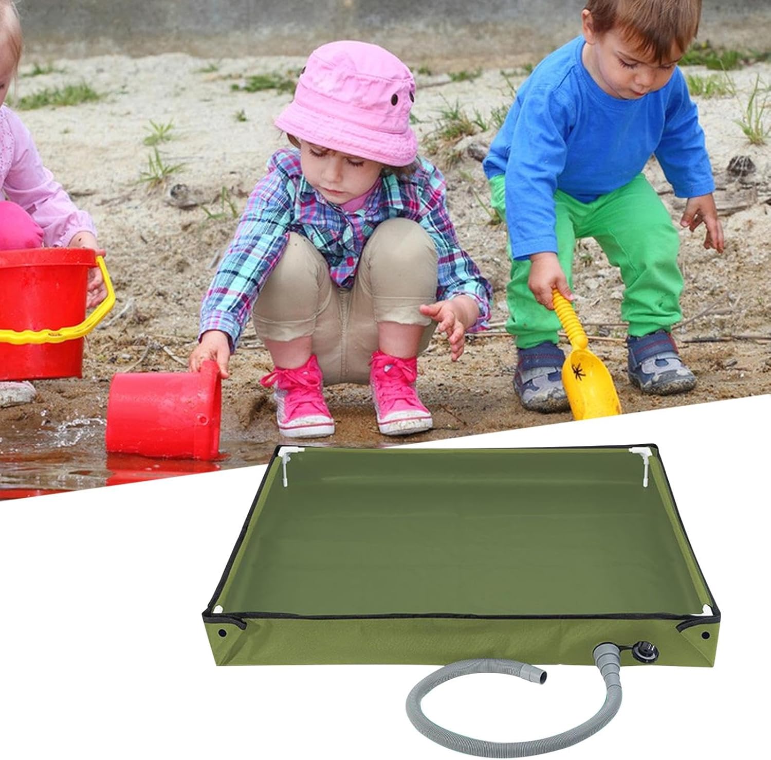 Portable Shower Base,with Drain Hose Foldable Tub | Kids Beach Sand Play Water Pan | for Awning RV Bathroom Travel Indoor Road Trip Backpacking Hiking Kids Men Women