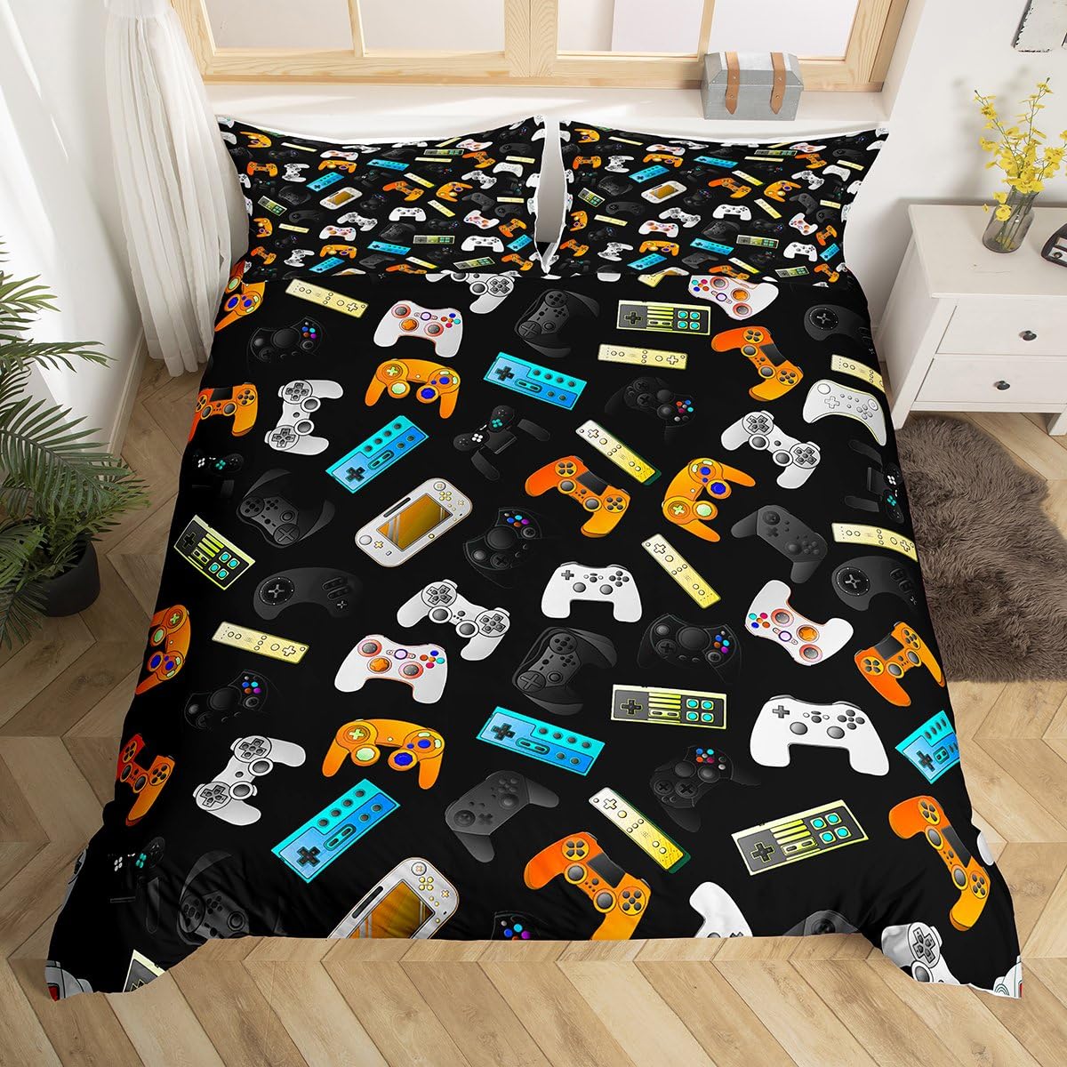 Housse de couette gamer en lin sans couture haut de gamme très grand lit