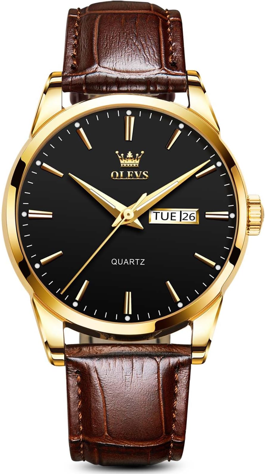 Amazon Watches,Brown Leather Watch for Men,Men Day Date Watch,Men's Luminous Watch,Dress Watch for Men,Rose Gold Watch for Men,Men's Fashion Quartz Watch,Waterproof Brown Man Watches