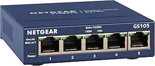 NETGEAR 5-Port Gigabit Ethernet Unmanaged Switch (GS105NA) - Desktop or Wall Mount, and Limited Lifetime Protection