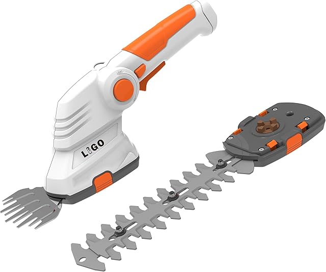 LIGO 7.2V Cordless Hedge Trimmer for Gardening, 2 in 1 Lithium-ion Battery Grass Shears, Garden Lawn Mower Edging Border in Multi-perspective Adjusted Ar.N KX7.2VG001(Grass Shear)