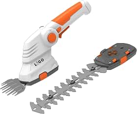 LIGO Tesoura De Grama E Aparador Arbustos Sem Fio 2 Em 1, Cortador Cerca Viva Elétrico 7,2 V, Leve Portátil Com Bateria Recarregável, Design Ergonômico Para Jardim, Quintal Aparar