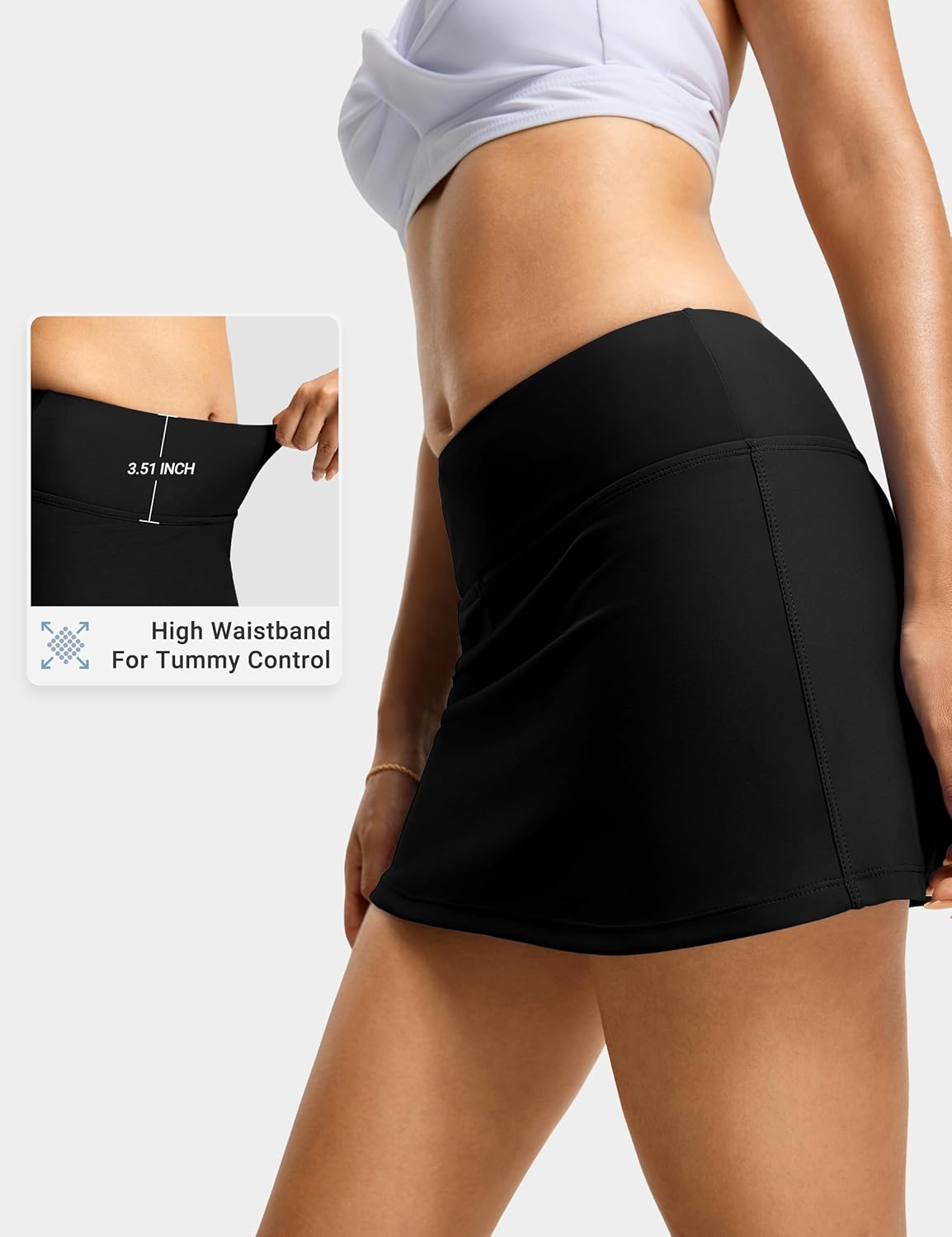 FitsT4 Sports Womens High Waisted 13" Mini Swim Skirts with Pockets Tummy Control Bathing Suit Skirt Bottoms for Women - Image 5
