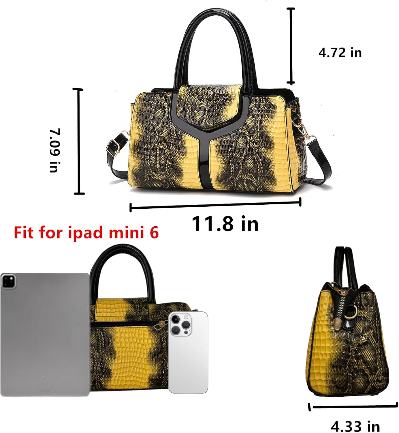 Top handle Satchel bags Shoulder Crossbody Purse Retro Crocodile Hobo Handbag Cluth Purse for Women - Image 3