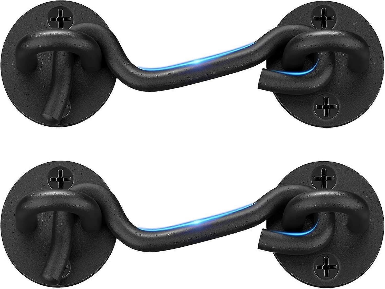 Joyhappst Image Color 2 Pack Barn Door Lock Gate Latch 4 Inch Black Hook And Eye Latch Heavy Duty Screen Latches Hardware Stainless Steel Gate Lock Cabin Hooks For Sliding