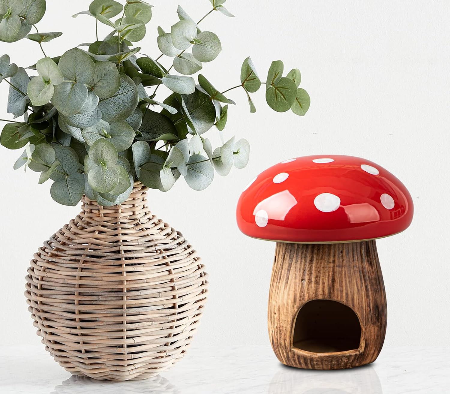 Ceramic Mushroom Wax Melt Warmer for Wax Melts & Essential Oils | Charming mushroom design creates a cozy woodland atmosphere while gently warming wax melts for a welcoming home fragrance.