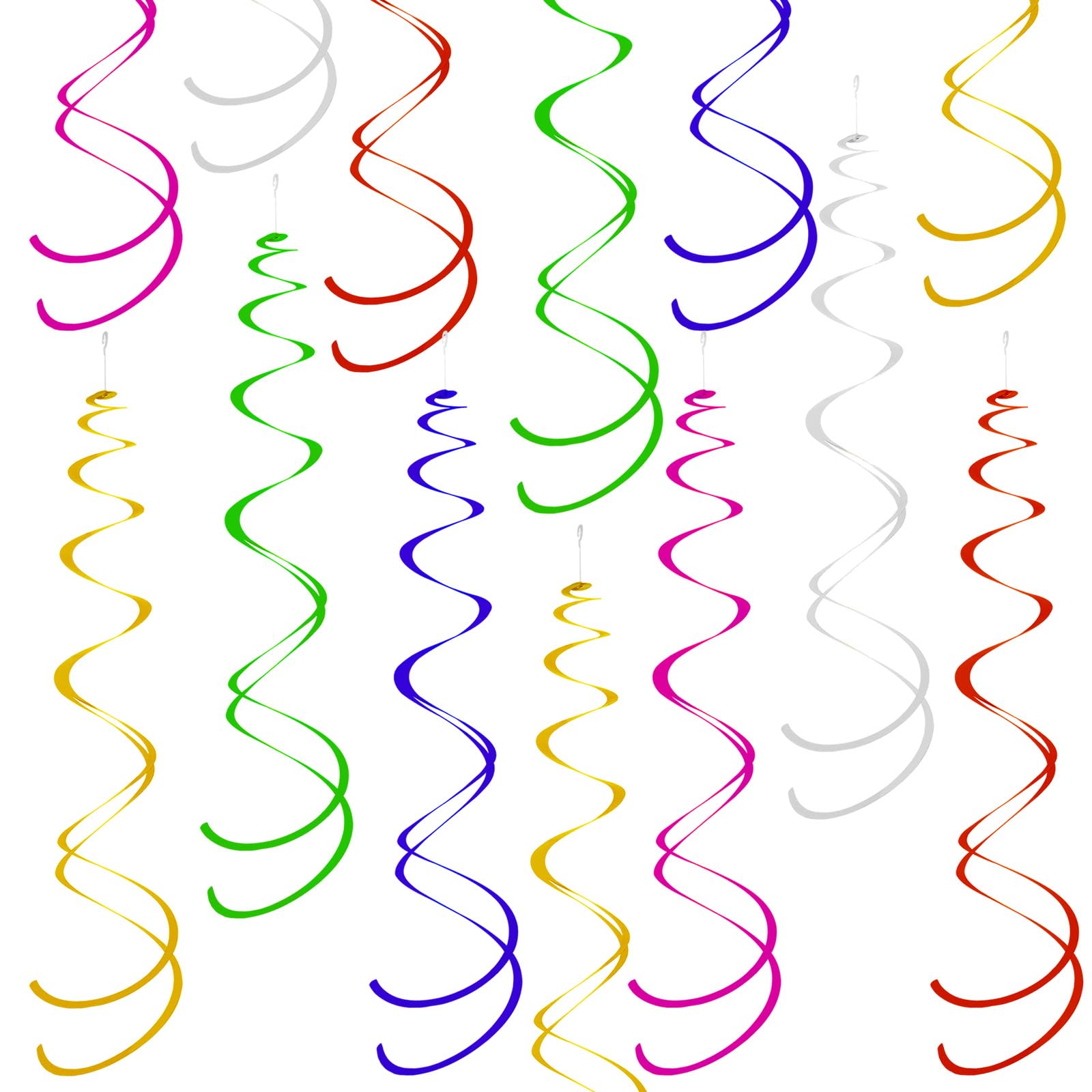 Werownsgso 42PCS Hanging Swirl Party Decorations Party Streamers Ceiling Foil Xmas Decorations Spirals Hanging Decorations Suitable for Parties Birthdays Graduations Weddings and Christmas (Colorful)