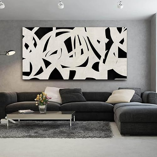 Miniatura 6 de Arte abstracto de pared en blanco y negro, decoración de pared de mediados de siglo, póster de arte geométrico, impresiones de pared grandes