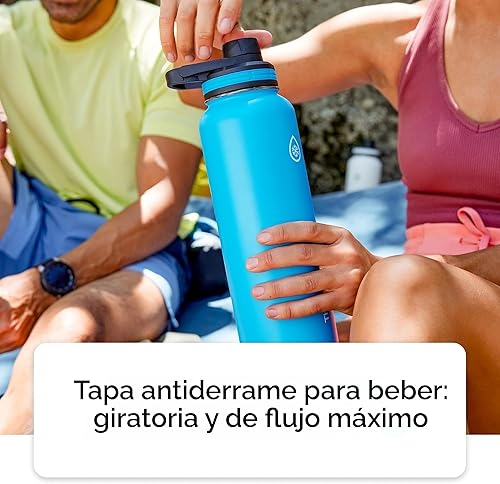 Miniatura 7 de ThermoFlask Paquete de 2 botellas de agua de acero inoxidable con aislamiento al vacío de doble pared de 24 onzas, negro/malaquita