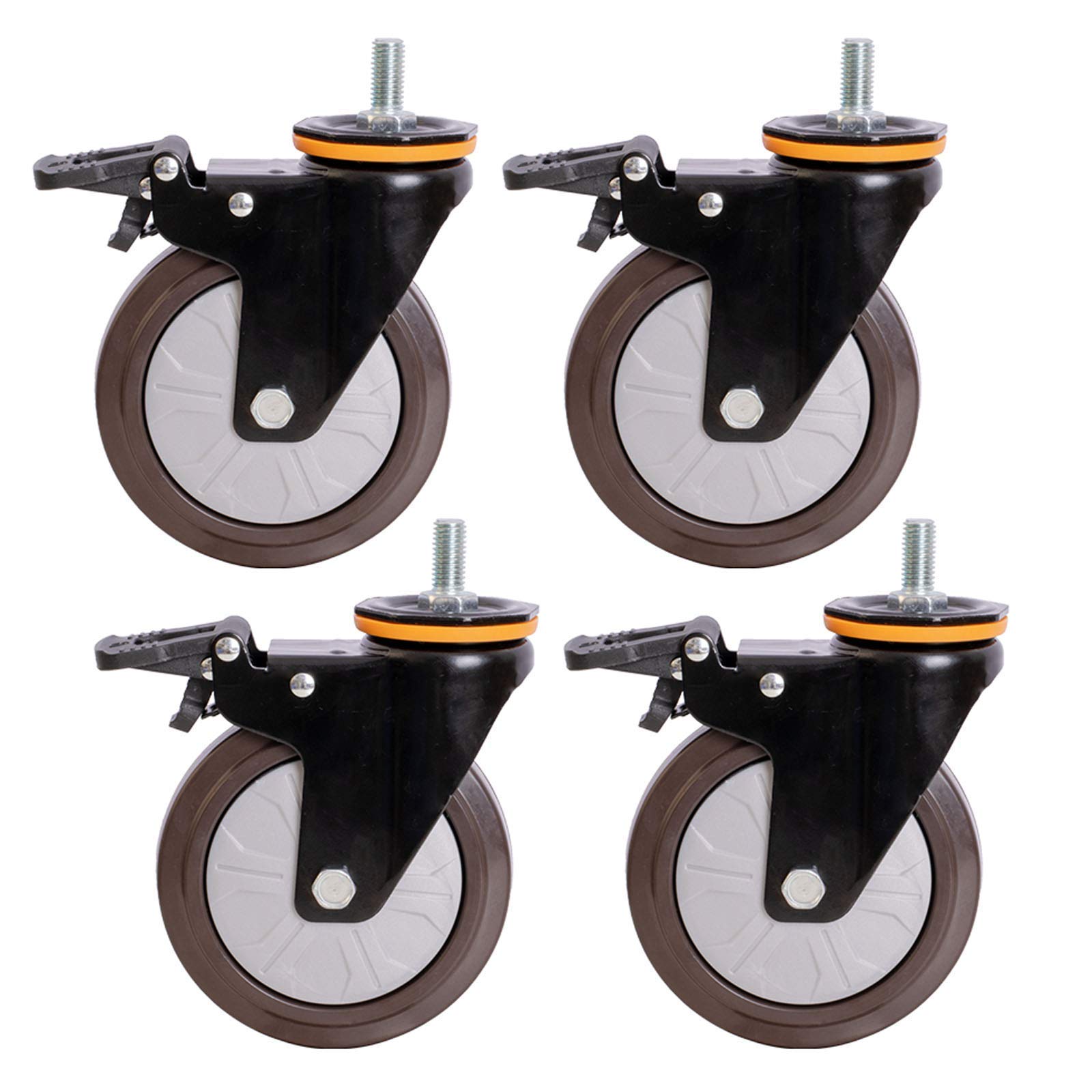 Roulettes pivotantes pour meubles, roulettes pivotantes en caoutchouc robustes, roulettes de remplacement, roulettes de meubles de chariot, roulettes de transport industriel, tige à roulettes M12x25
