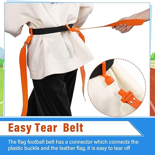 Vista 26 de Hungdao Cinturones y banderas de fútbol para 12 jugadores, cinturones de fútbol ajustables para niños, adolescentes, adultos, entrenamiento en Negro